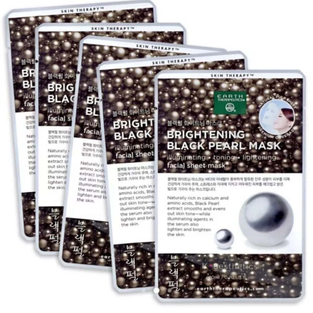 Earth Therapeutics Brightening Black Pearl Mask - 5 Pack Skin Therapy